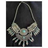 Bohemian style silver tone necklace