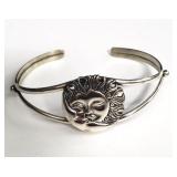 Sterling silver Navajo sun-moon cuff bracelet