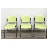 3 VIA chrome and plastic stackable chairs