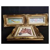 Group of oil paintings with gilded frames