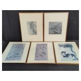 Bundle of 5 framed prints