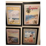 4 Framed beach town posters: Santa Barbara