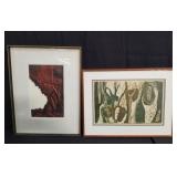 Pair of lithographs, one pencil signed and