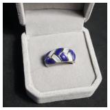 Sterling silver lapis & mother of pearl ring