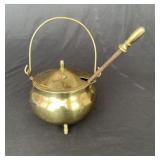 Brass mortar and stone pestle with steel rod and