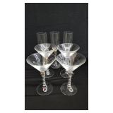 Group of wire wrapped stemware, martini, &