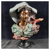 Lady of the grape vintage brass bust