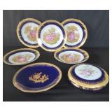 Six limoges porcelain plates 10"diam each ,