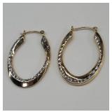 14 k yellow & white gold earrings w/hinged posts