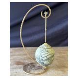 Vintage hanging etched ceramic ornament