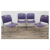 4 Maestro plastic & chrome stackable chairs