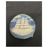 Vintage ship incolay belt buckle