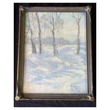 Framed antique 1922 signed art print