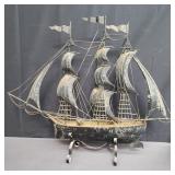 Vintage metal sailboat ship sculpture