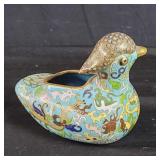 Asian cloisonne duck figurine