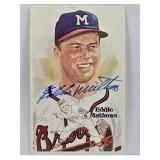 1981 Autogragh Signed Eddie Mathews Perez Steele