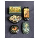 Group of hand made Russian boxï¿½s some dated 1