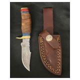 Damascus steel fixed blade knife