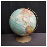 Mid century cardboard globe on brass stand