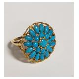 Sterling turquoise double halo ring