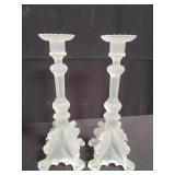 Pair signed Val St Lambert frosted glass