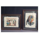 Pair of Egyptian paintings on papyrus