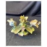 Vintage Capodimonte porcelain flower basket