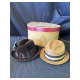 Pair of vintage fedora hats in box