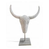 Silver metal longhorn bull skull decor