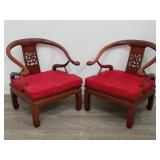 Pair of Chinese rosewood horseshoe arm chair