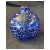 Vintage blue glass bud vase