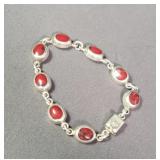 Sterling silver and red jasper bracelet