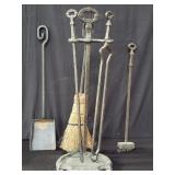 Vintage wrought iron fireplace tool set