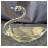 Vintage swan glass candy dish