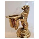 Vintage brass dog-shaped toothpick / match holder.