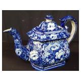 Vintage Staffordshire style blue transferware