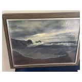 Signed acrylic  seascape painting on board