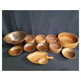 Group of mid-century wood bowls