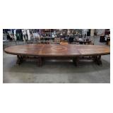 6-piece antique inlaid oval dining table