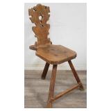 Hand made rustic 19th century 3-leg chair