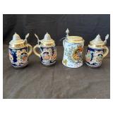 Group of 4 vintage German ceramic beer steins