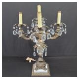 Metal and glass candelabra style lamp