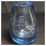 Asian engraved hand blown glass vase