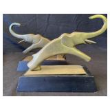 Pair of vintage brass elephants bookends