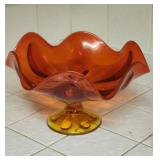 Vintage orange-yellow candy dish