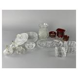 Decorative Crystal Glass Containers, Vase,  & Tray