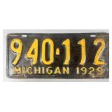 1929 Michigan License Plate, 940-112