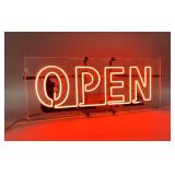 Vintage Neon OPEN Glass Sign