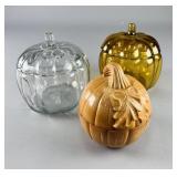 Glass Decorative Pumpkins, Longaberger Milk Glass