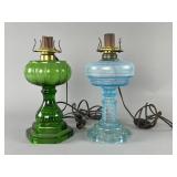 Vintage Colored Glass Oil Lamps Electric Converted